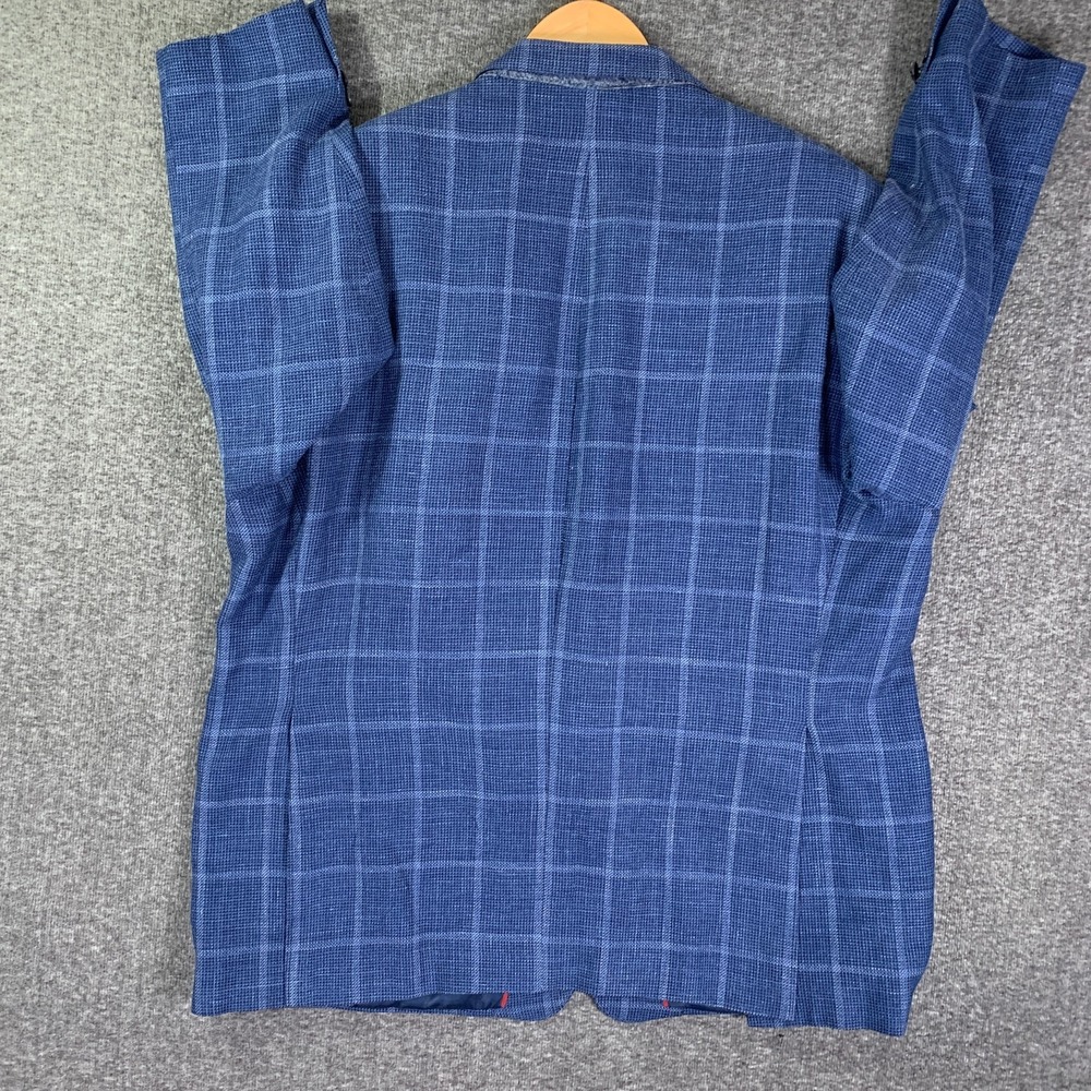 Ermenegildo Zegna Blazer Jacket Men 50R Silk Flax Blue Windowpane Sport Coat - Picture 11 of 16
